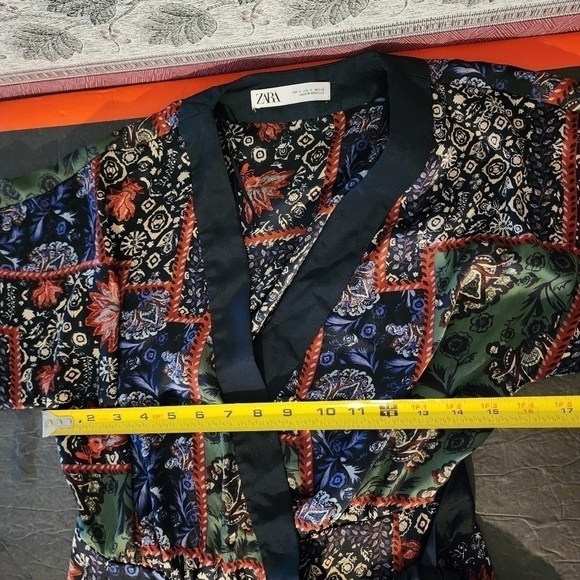 ZARA Multicolor Printed Wrap Effect Dress With Bow Size S - Picture 3 of 13